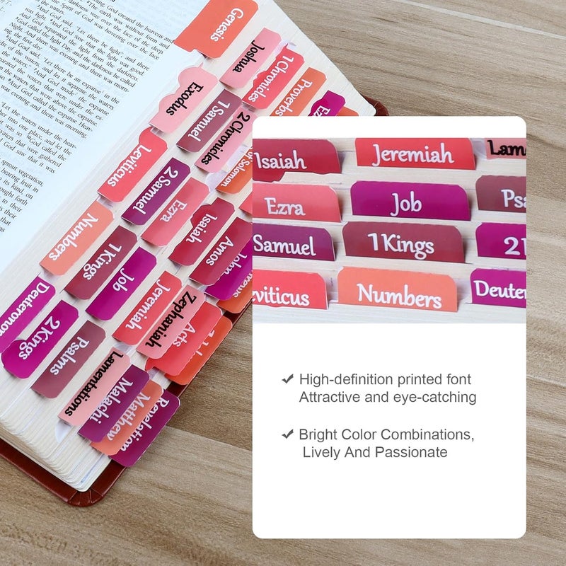 DOMMARE 90 Pieces Bible Tabs Pink for Women Girls, Laminated Large Print Bible Bookmarks, Waterproof Index Tabs Study Supplies Guide Kit, Baptism Christian Gifts for Men Boys Beginner Easy to Read - Image 4